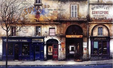 Street Shops Painting - YXJ0428e impressionism street scenes shop